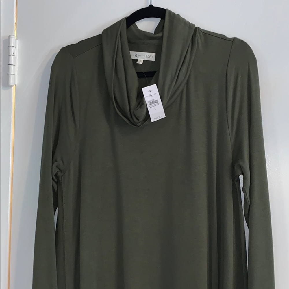 Lou & Grey Green Cowl Neck Sweater Dress Large